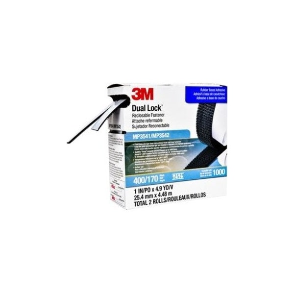 3M Reclosable Fastener, Acrylic Adhesive, 4.9 yds, 1 in W, Black, 5 PK MP3541/MP3542 - main