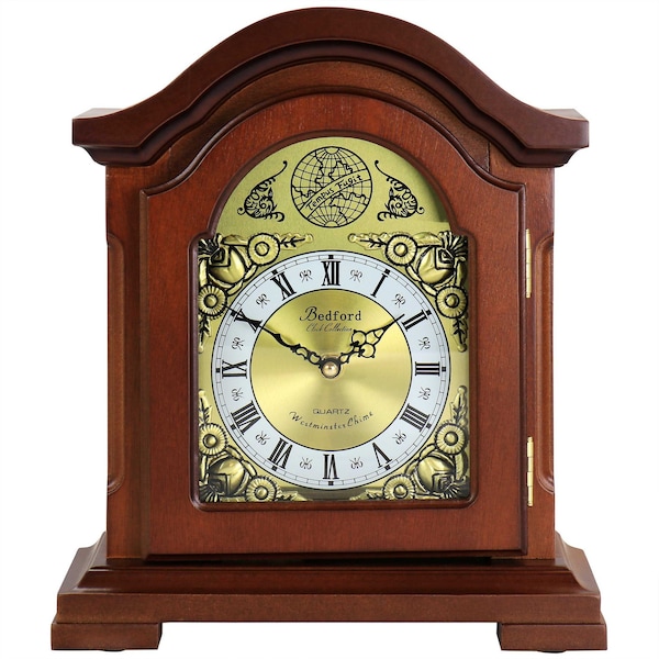 Bedford Clock Collection Mahogany Mantel Clock with Chimes BED-FRANK - main