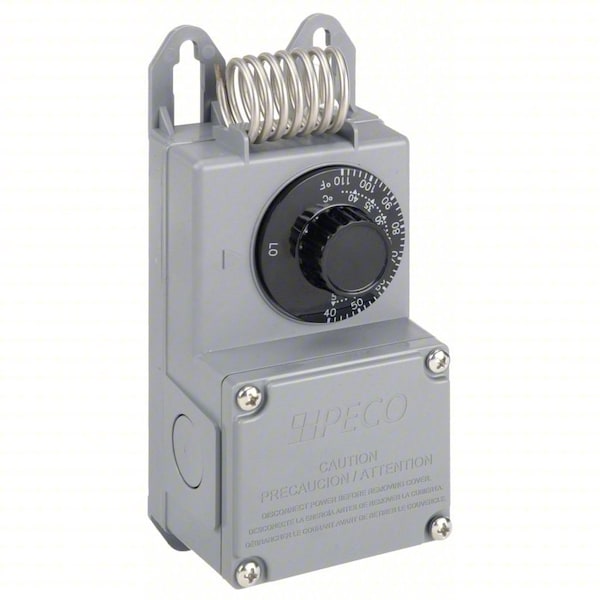 Peco Line Voltage Mechanical Thermostat, Heat or Cool, 40 to 110F, Knob, 120 to 277V AC, 1C, 1H TF115-001 - main