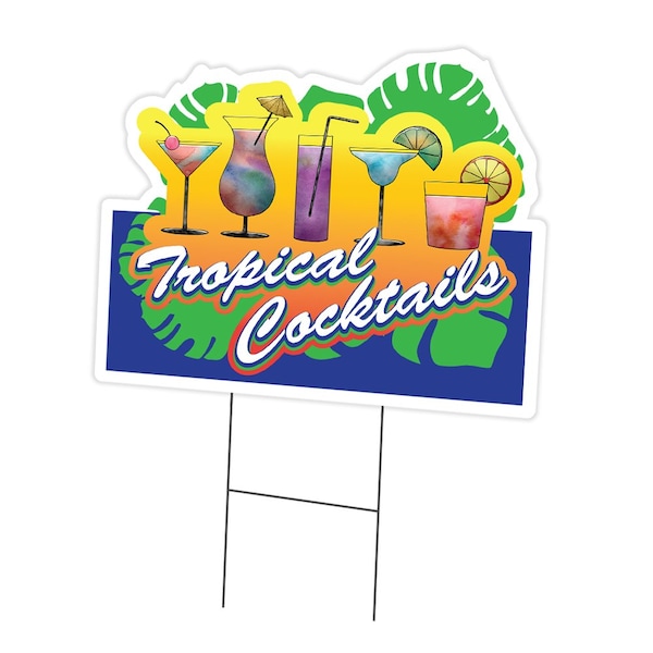 Signmission Tropical Cocktails Die Cut Yard & Stake plastic coroplast window, 1824-Tropical Cocktails C-DC-1824-DS-Tropical Cocktails19 - main