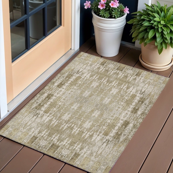 Homeroots 3' X 5' Beige Ivory And Tan Moroccan Washable Indoor Outdoor Area Rug 577175 - main