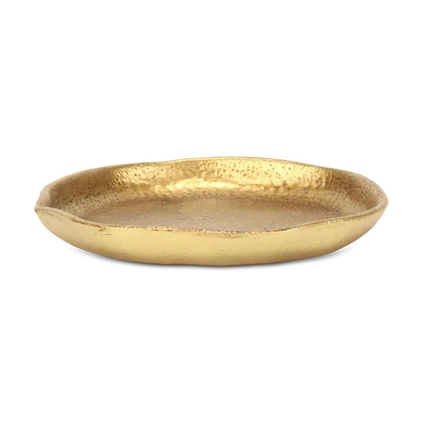 Homeroots 6in Gold Cast Iron Handmade Round Trinket Tray 634792 - main