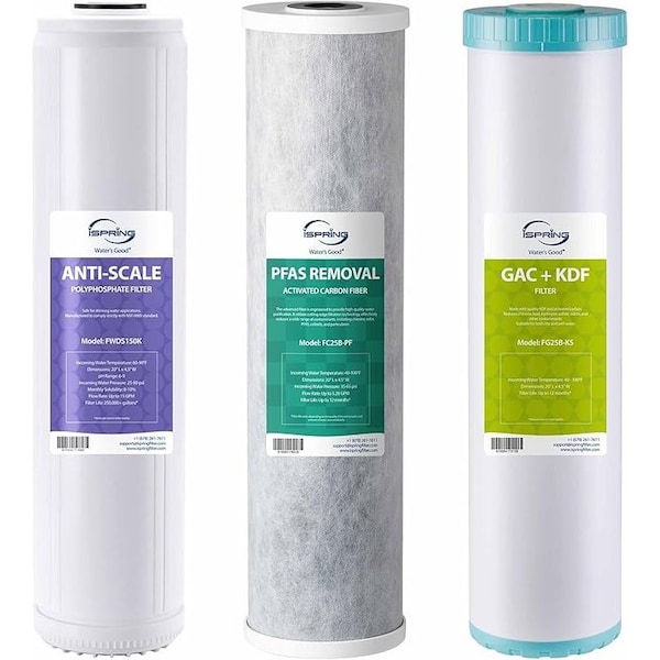 Ispring Replacement Filter Set for WGB32B-PFKDS Whole House Water Filter System, SGS-Tested to Reduce Up to F3WGB32BPFKDS - main