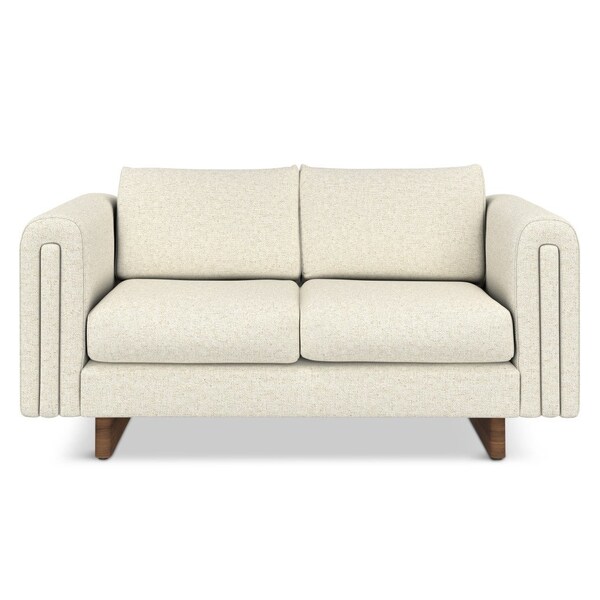 Homeroots 61" Ivory Fabric Sofa With Walnut Legs 641135 - main
