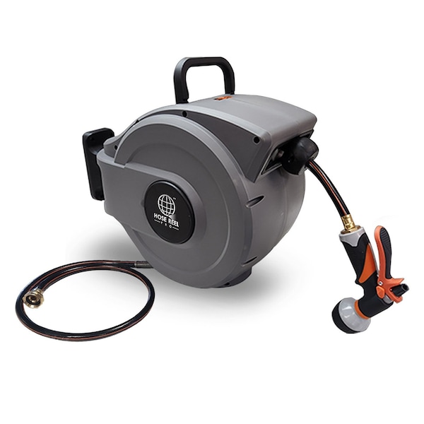Queue Solutions Retractable Garden Hose Reel 50 ft, Gray GHR-1/2-GY-50 - main