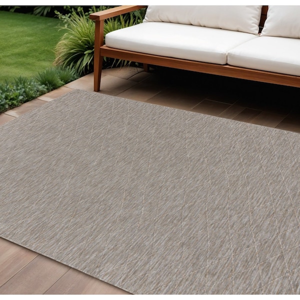Homeroots 8' X 10' Gray And Light Gray Geometric Indoor Outdoor Area Rug 551536 - main