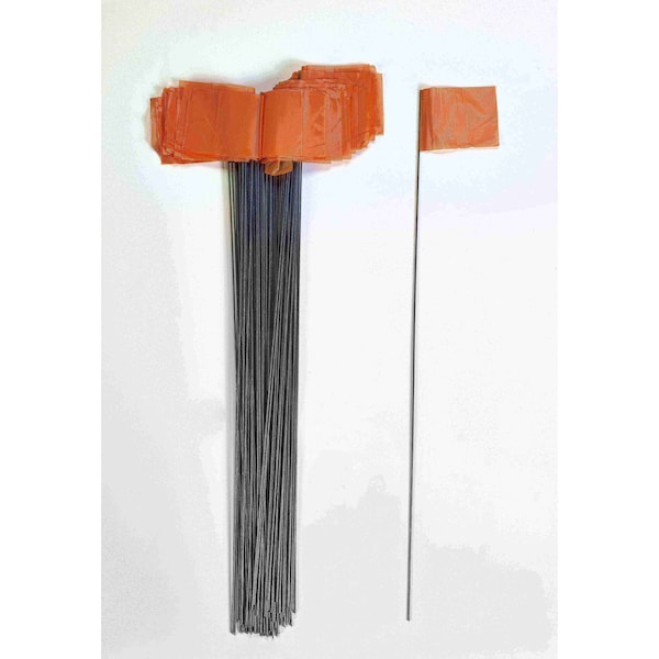 Mutual Industries Wire Marking Flags Orange 21in, 1000PK 15901-45-21 - main