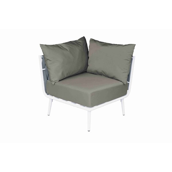Bfm Seating Cayman Corner Sofa - Medium Gray flat rope, White powder coat aluminum, ganging bracket PHPCGRWH-54048 - main