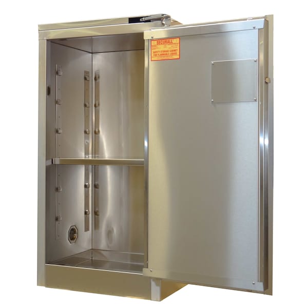 Securall Hazardous Material Storage Cabinet, 12 gal, 1 Shelves, Stainless Steel, 24 in W x 37 in H x 18 in D a305-ss - main