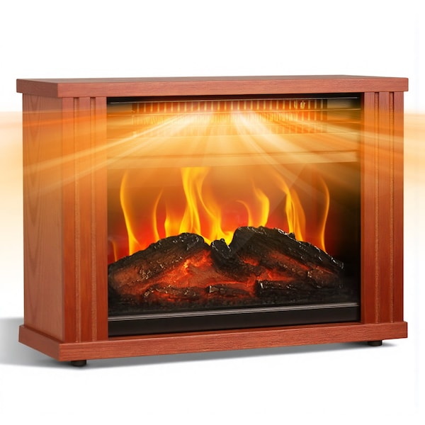 Edendirect 1500W Electric Heater with Realistic Flame Effect & Dual Control System ZR-FP401M-W - main