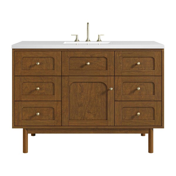 James Martin Vanities Laurent 48" Single Vanity, Honey Oak w/ 3 CM White Zeus Silestone Top 545-V48-HNO-3WZ - main