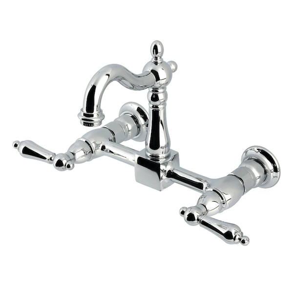 Kingston Brass Two-Handle Wall Mount Bridge Kitchen Faucet, Polished Chrome KS2441AL - main