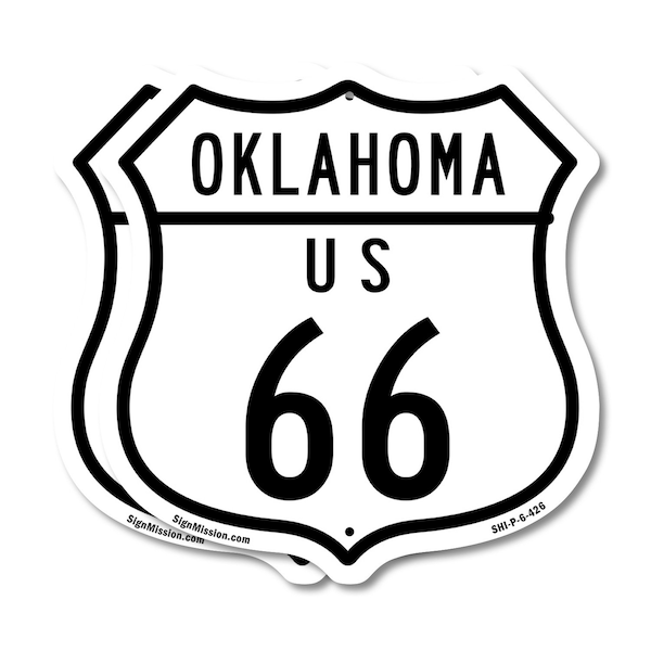 Signmission Oklahoma Route Marker Shield Sign Us 66, 6 inch X 6 inch, Plastic Sign, 2PK SHI-P-2PACK-6-426 - main