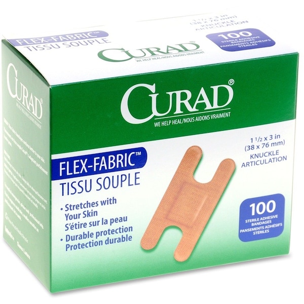 Curad Flex Fabric Bandages, Knuckle, 1.5 x 3, PK100, 100PK NON25510 - main