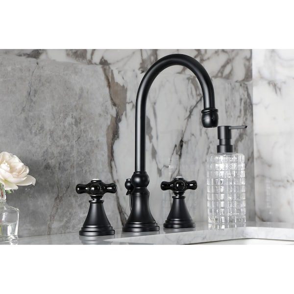 Kingston Brass Widespread Bathroom Faucet with Brass Pop-Up, Matte Black KS2980PKX - main