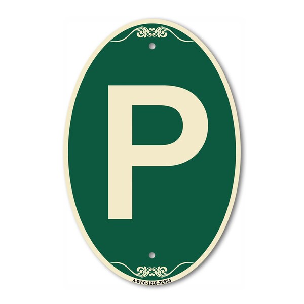 Signmission Letter P, 12 Inch X 18 Inch Architectural Oval, Heavy Gauge Aluminum A-OV-G-1218-22934 - main