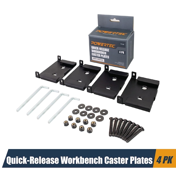 Powertec Quick-Release Workbench Caster Plates, 4PK 71132 - main