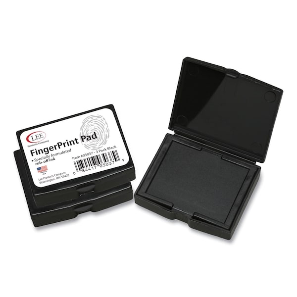 Lee Inkless Fingerprint Pad, 2.25in x 1.75in, Black, 3PK 03037 - main