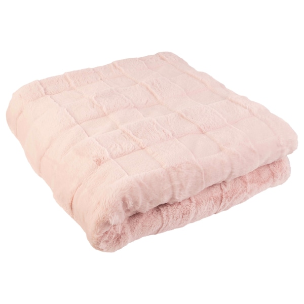 Lavish Home Faux Fur Blanket 60x80-Inch Queen Size Throw Blanket with Plush Faux Fur Front and Mink Back, Pink HT-THROW2-PINK - main