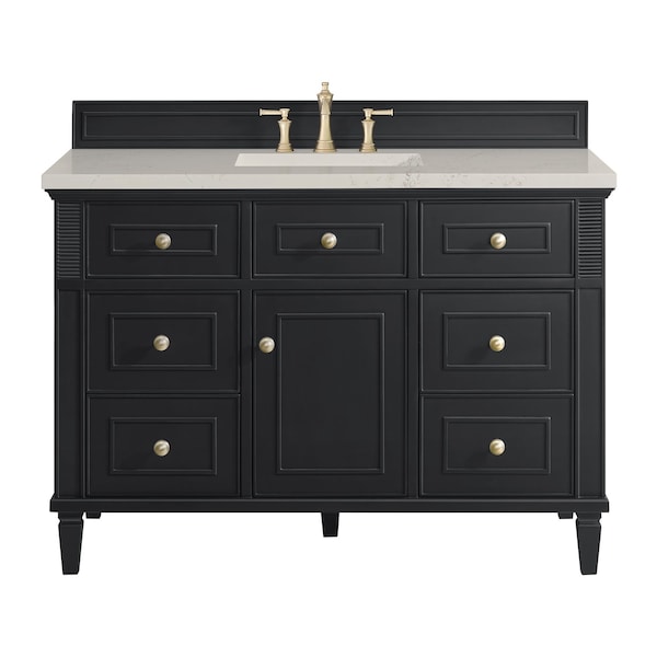 James Martin Vanities Lorelai 48" Single Vanity, Black Onyx, w/ 3 CM Siberian Silestone Top w/FreePower Wireless Charger 424-V48-BKO-FSFR - main