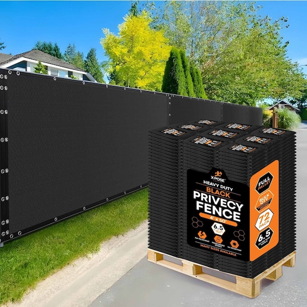 Xpose Safety Privacy Fence Screen 4ft x 50ft, Black, 72PK PS-450BK-FP72-X - main