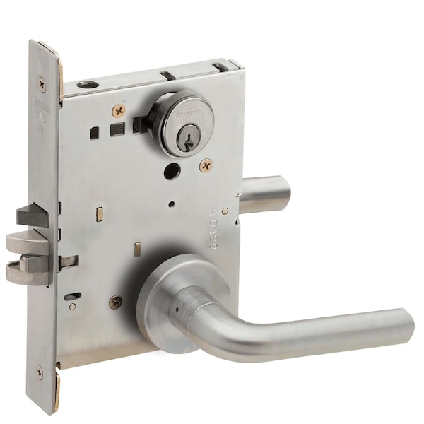 Schlage Grade 1 Storeroom Mortise Lock, Conventional Cylinder, S123 Keyway, 02 Lever, A Rose, Satin Stainle L9080P 02A 630 - main
