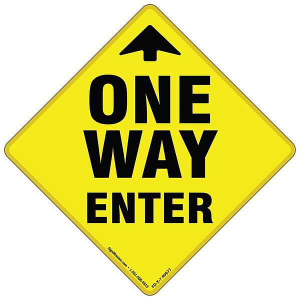 Signmission One Way Enter Arrow Non-Slip Floor Graphic, 7in Vinyl Decal, 7" x 7", FD-2-X-7-99977 FD-2-X-7-99977 - main
