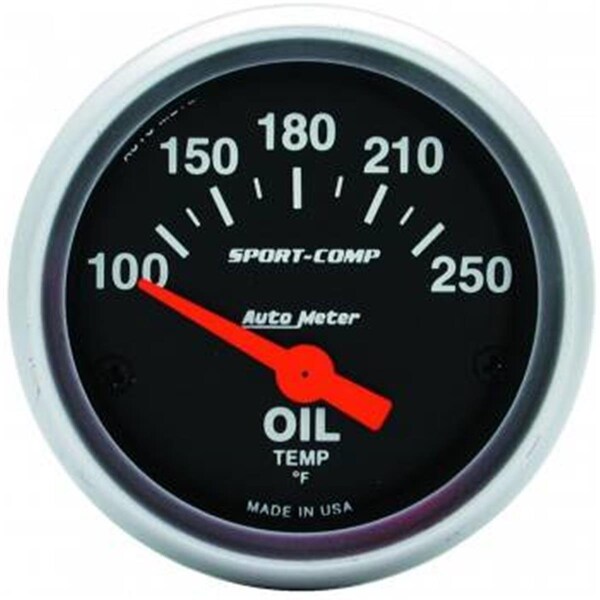 Auto Meter 3347 2.06 in. Mini Sport-Comp Electric Oil Temperature Gauge - 100 deg -250 deg ATM3347 - main