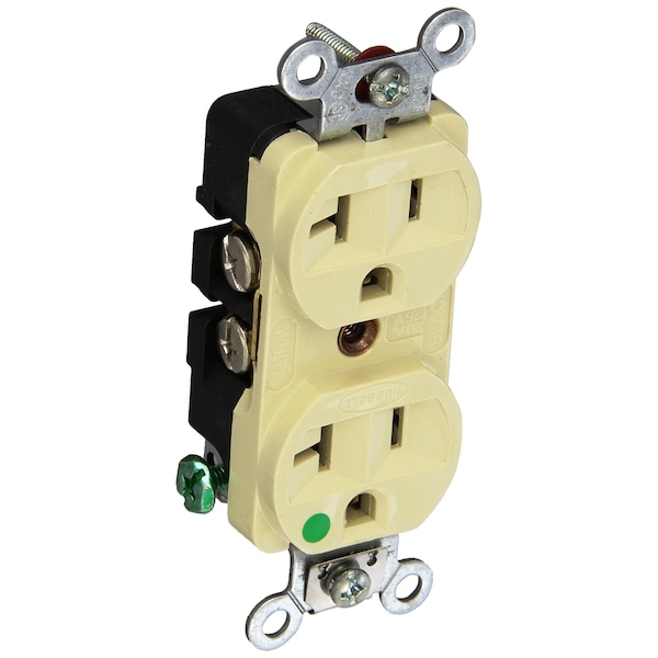 Hubbell Wiring Compact Hospital Grade 2-Pole 3-Wire 20A 125V 5-20R Ivory Receptacle HBL8300HI - main