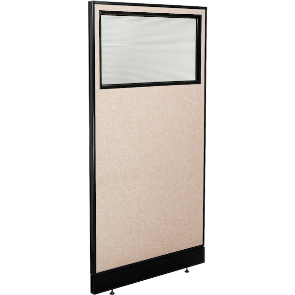 Global Industrial Interion Office Partition Panel with Partial Window and Pass-Thru Cable, 36-1/4"W x 76"H, Tan 694727WPTN - main
