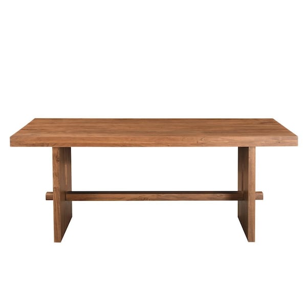 Homeroots 75" Brown Solid Wood Trestle Base Dining Table 554339 - main