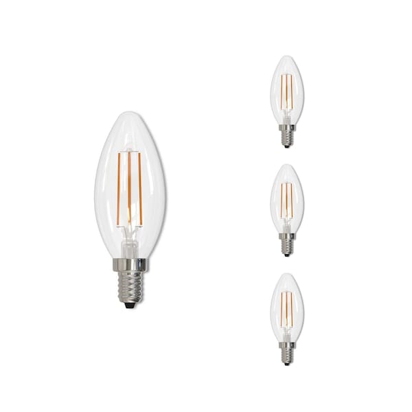 Bulbrite 60w Clear Dimmable B11 Edison Style Filament LED Lght Bulb Warm Wht Candelabra Scrw Base, 2700K, 4PK 861584 - main