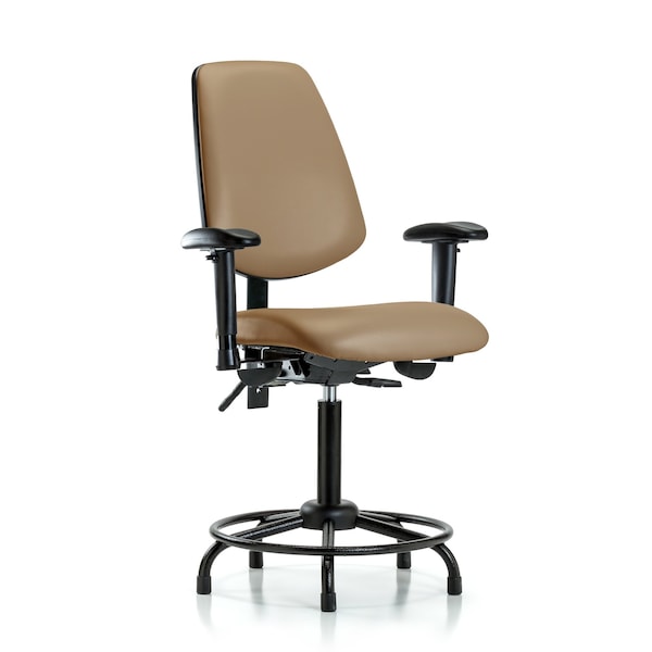 Blue Ridge Ergonomics Medium Bench Chair Adjustable Arms, 22" to 29" Height, Vinyl, Taupe BR-VMBCH-MB-RT-T1-A1-RG-8584 - main