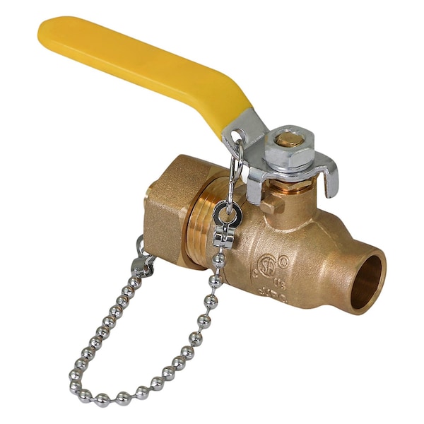 Everflow SWTx3/4" MHT Full Port Hose Ball Valve with Chain and Cap, Brass 1/2" CHBV-012-NL - main