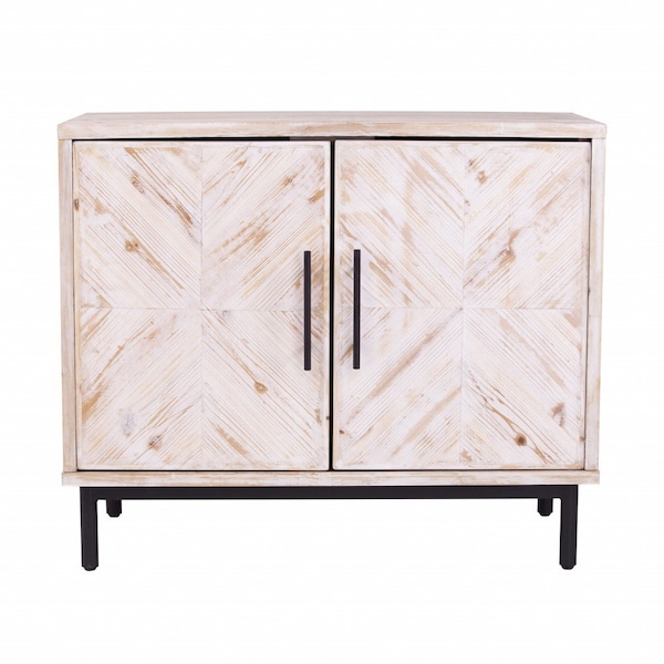 Homeroots Modern Farmhouse Rustic Natural Accent Storage Cabinet 401680 - main