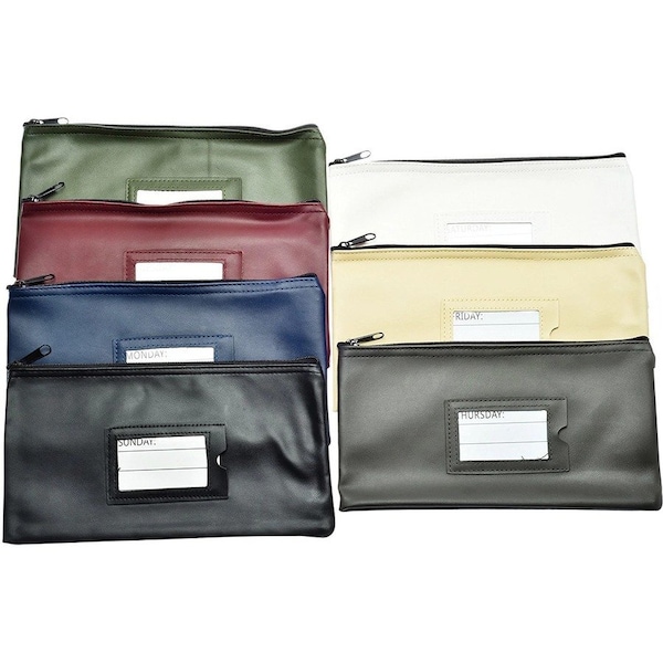 Nadex Coins Vinyl 7-Day Pack of Zippered Bank Deposit Cash and Coin Bags with Card Window Multi-Color NCB9-1003-AST - main