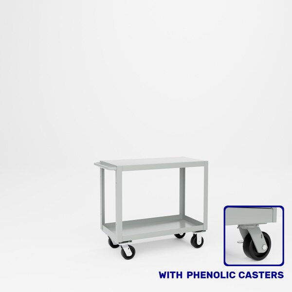 Pucel Heavy Duty Shop Truck, 36 in W x 18 in D x 33.5 in H, Two Shelves, Push Handle, Gray 1836-DT-2P - main