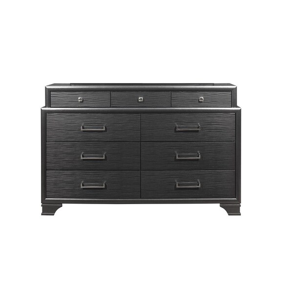 Homeroots 59" Gray Solid Wood Nine Drawer Double Dresser 384059 - main