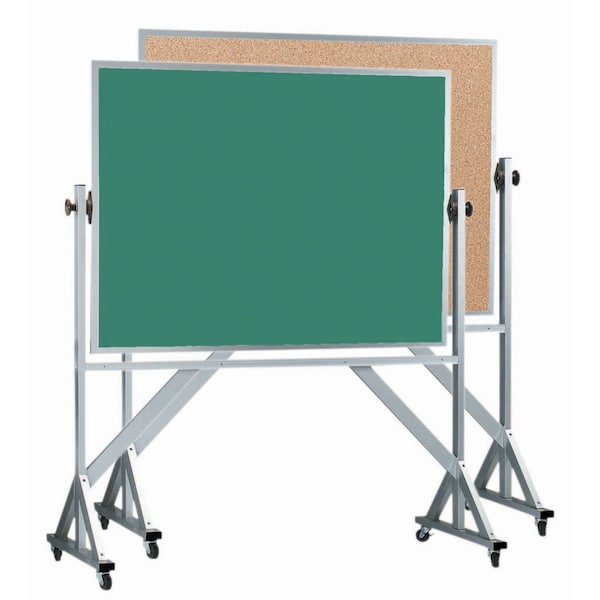 Aarco Mobile Reversible Freestanding Combination Boards, Green Chalkboard 42''Hx60''W ACB4260G - main