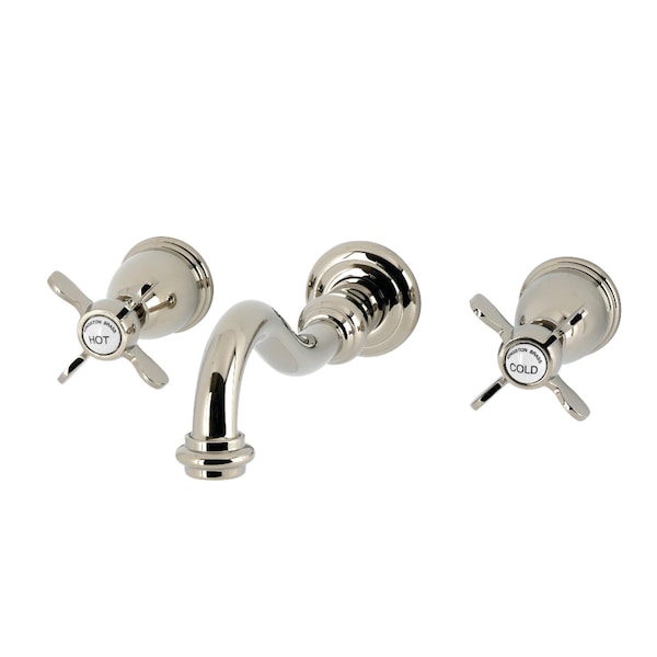 Kingston Brass Two-Handle Wall Mount Tub Faucet, Polished Nickel KS3026BEX - main