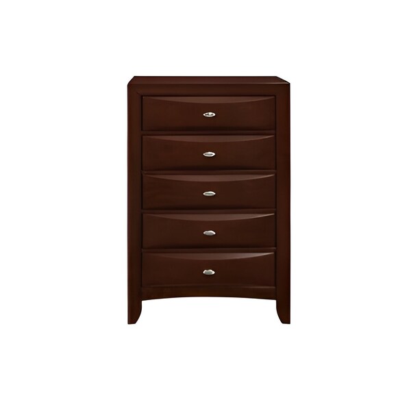 Homeroots 32" Espresso Solid Wood Five Drawer Chest 374165 - main