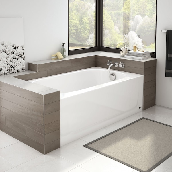 Bootz Kona 54''Lx30'' Wx15-1/4''D Porcelain Enamel Alcove Right Drain Bathtub in Wht 011-3302-00 - main