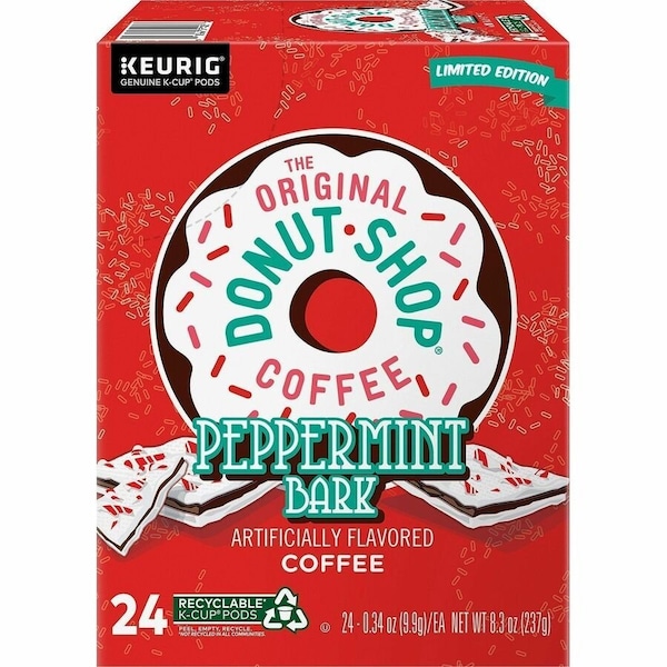 The Original Donut Shop Coffee, Peppermint Bark, Pod, Caffeinated, Ground, 8.16 oz, 24 PK 7428 - main