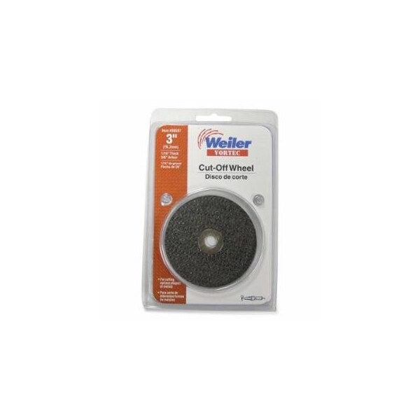 Weiler Vortec Pro Cut-off Wheel, 3 in dia, 1/16 in Thick, 3/8 in Arbor, 36 Grit, Aluminum Oxide, 5PK 804-36537 - main