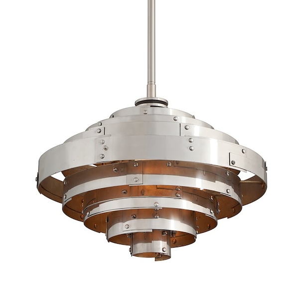 Troy Lighting Mitchel Field 1 Light Pendant 18 In. Vintage Aluminum Parisian Leaf F4723 - main