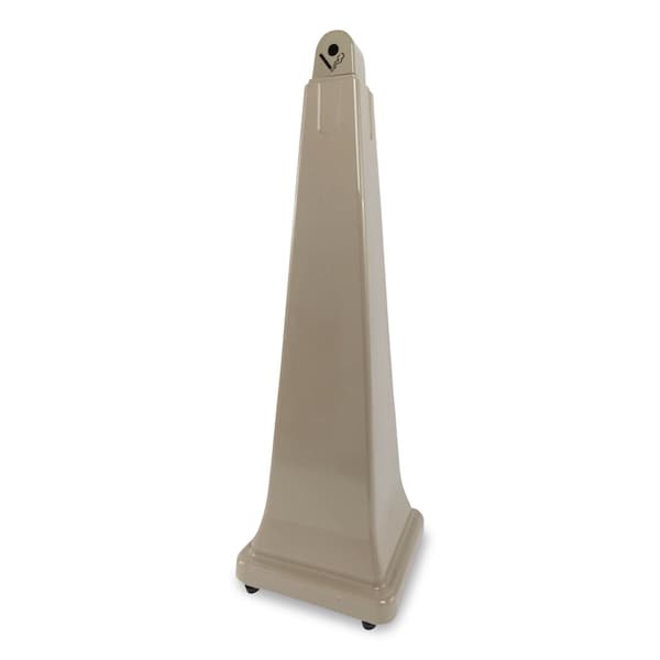 Rubbermaid Commercial Cigarette Waste Collector, Pyramid, 1 gal, Plastic/Steel, Beige FG257088BEIG - main