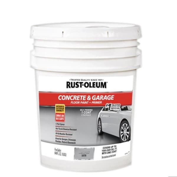Rust-Oleum 5 gal Concrete and Garage Floor Paint, Satin Finish, Armor Gray 320173 - main