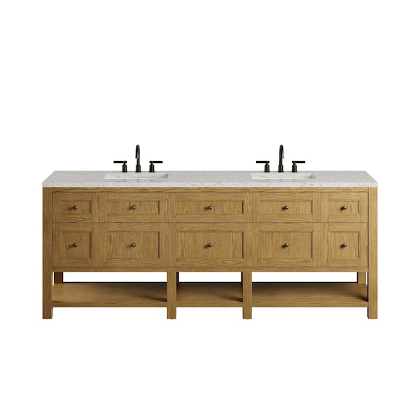 James Martin Vanities Breckenridge 84" Double Vanity, Light Natural Oak w/ 3 CM Eternal Jasmine Pearl Top 330-V84-LNO-3EJP - main