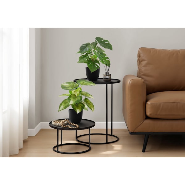 Monarch Specialties Artificial Plant, 13" Tall, Monstera Calthea, Indoor, Faux, Fake, Table, Greenery, Potted, Set Of 2 I 9584 - main