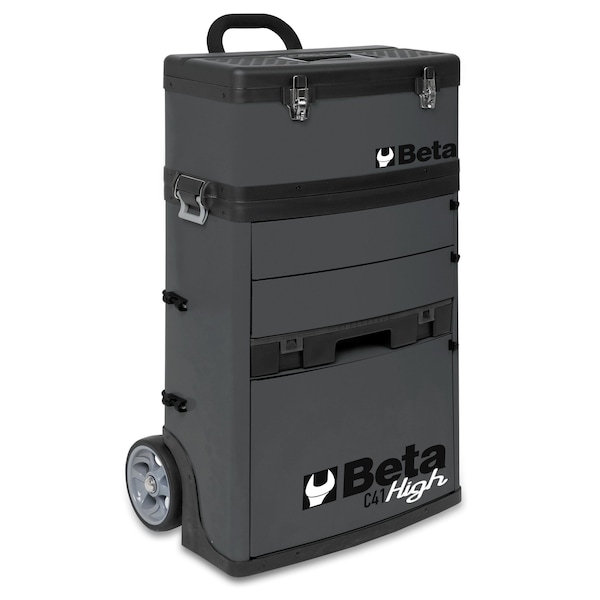 Beta C41H Tool Cart, 3 Drawer, Gray, Sheet Metal, 21 in W x 13 in D x 36 in H C41H-G - main